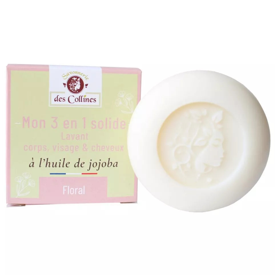 LIQUIDATION/Savon 3 en 1 solide - corps, visage & cheveux Floral ARRÊT TOTAL