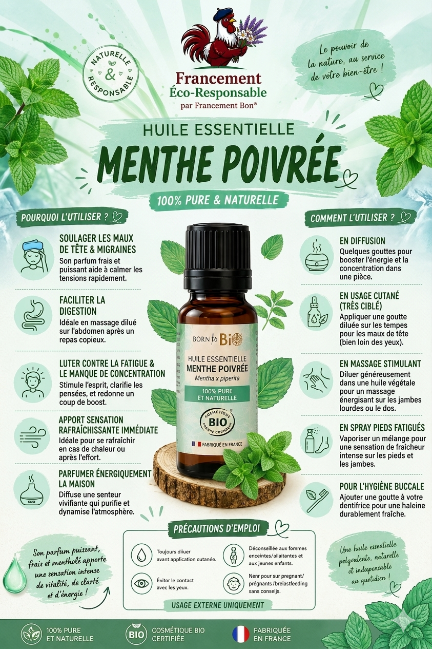 Huile essentielle de Menthe Poivrée - Certifiée Bio - 10mL